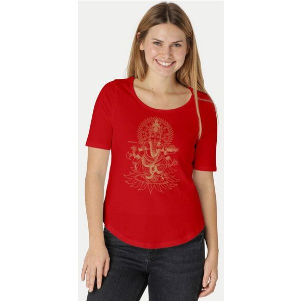 Peaces.bio - handbedruckte Biomode Damen Halbarm-Shirt Ganesha