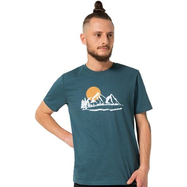 Spangeltangel T-Shirt "Bergluft", nachhaltig, Herren - Natur Bio-Baumwolle Berge Bergsee