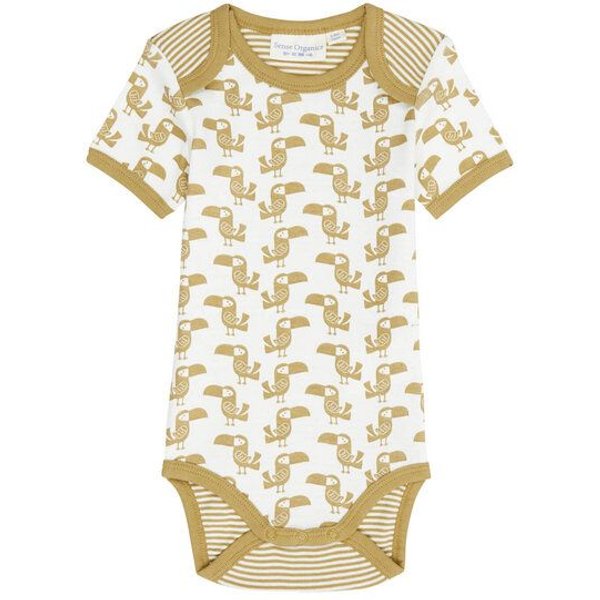 sense-organics Babybody Kurzarm *Tukan blau*/*Tukan olive* Gots & Fairtrade I Sense Organics
