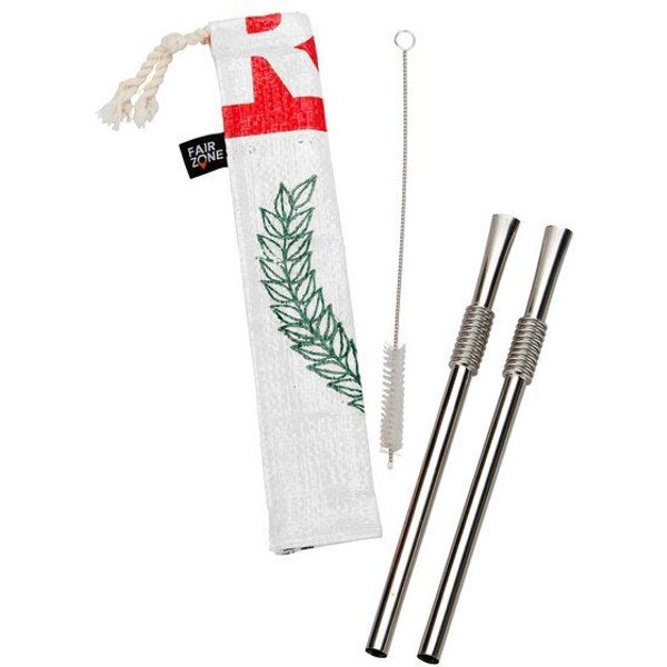 Rice&Carry RICE & CARRY 2 Edelstahl-Strohhalme plus Bürste in Tasche