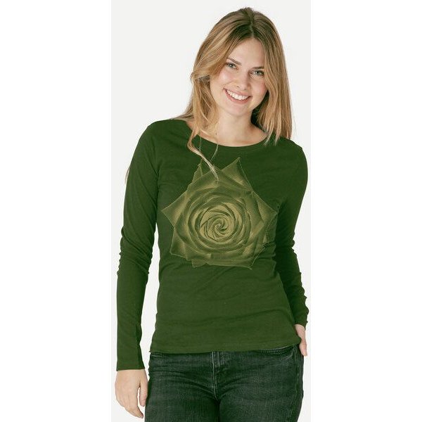 Peaces.bio - handbedruckte Biomode Bio-Damen-Langarmshirt Rose