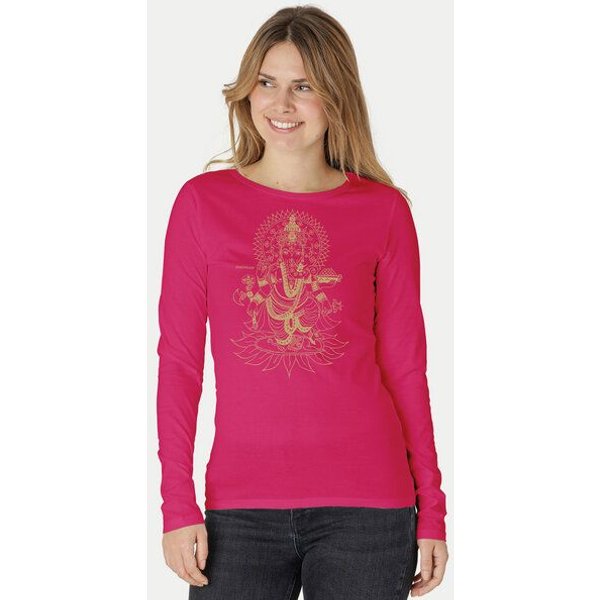 Peaces.bio - handbedruckte Biomode Bio-Damen-Langarmshirt Ganesha