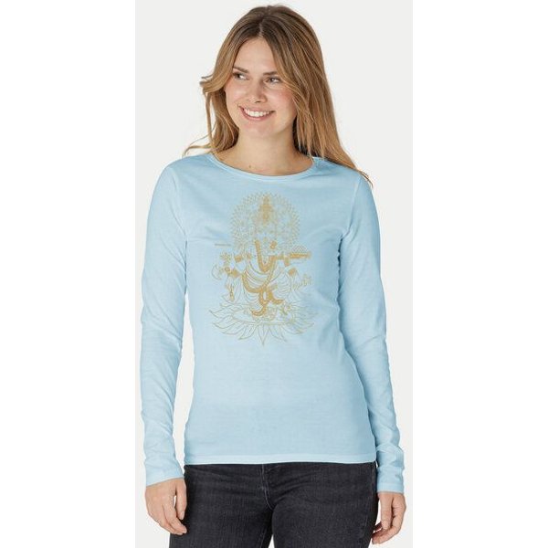 Peaces.bio - handbedruckte Biomode Bio-Damen-Langarmshirt Ganesha