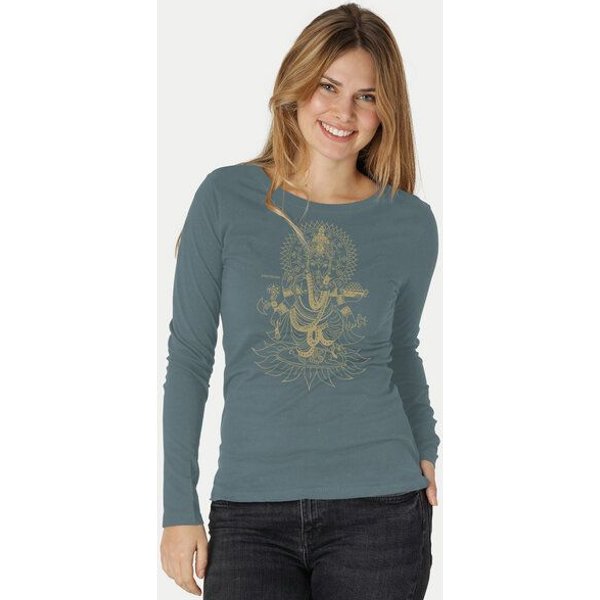 Peaces.bio - handbedruckte Biomode Bio-Damen-Langarmshirt Ganesha