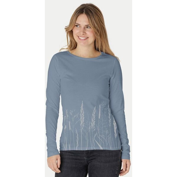 Peaces.bio - handbedruckte Biomode Bio-Damen-Langarmshirt Gräservielfalt