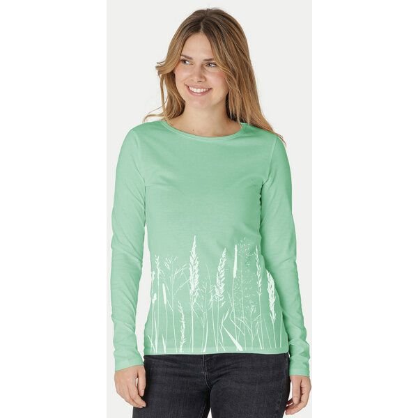 Peaces.bio - handbedruckte Biomode Bio-Damen-Langarmshirt Gräservielfalt