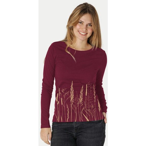 Peaces.bio - handbedruckte Biomode Bio-Damen-Langarmshirt Gräservielfalt