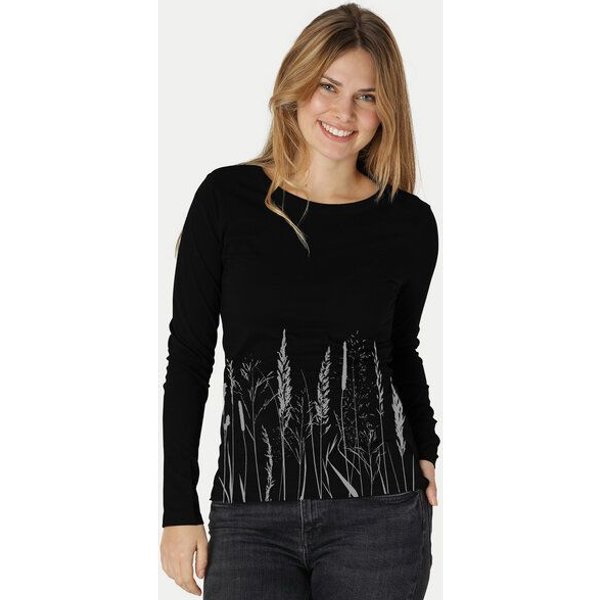 Peaces.bio - handbedruckte Biomode Bio-Damen-Langarmshirt Gräservielfalt