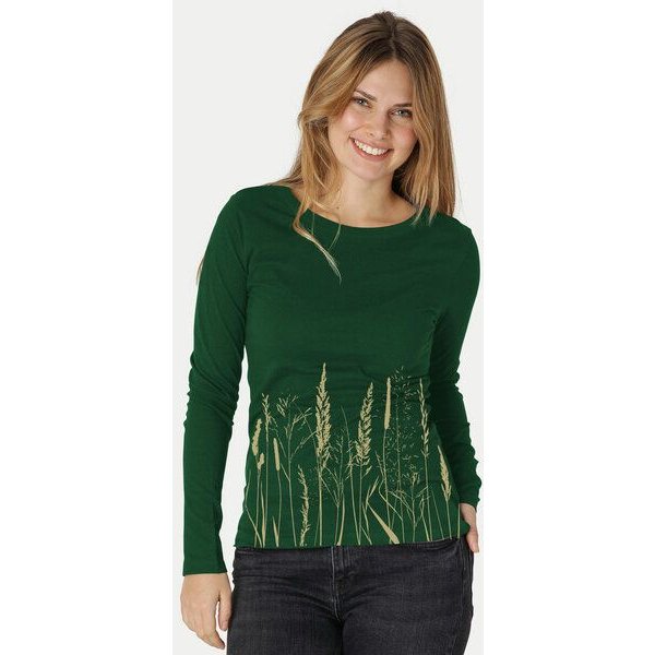 Peaces.bio - handbedruckte Biomode Bio-Damen-Langarmshirt Gräservielfalt