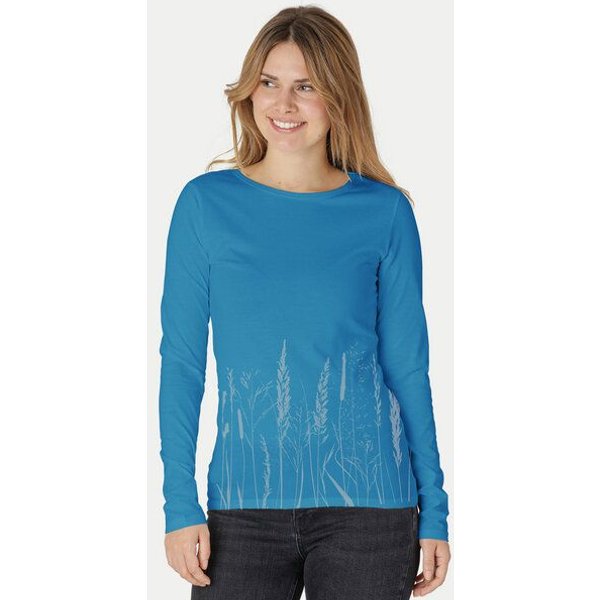 Peaces.bio - handbedruckte Biomode Bio-Damen-Langarmshirt Gräservielfalt
