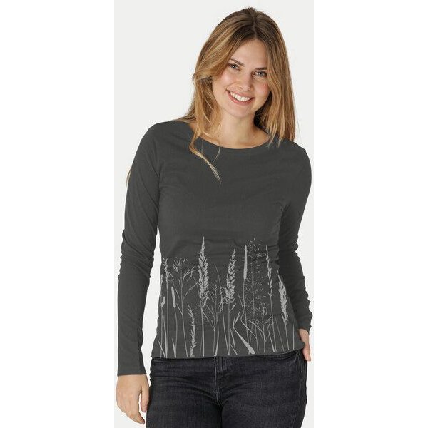 Peaces.bio - handbedruckte Biomode Bio-Damen-Langarmshirt Gräservielfalt