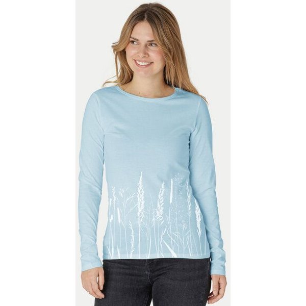 Peaces.bio - handbedruckte Biomode Bio-Damen-Langarmshirt Gräservielfalt