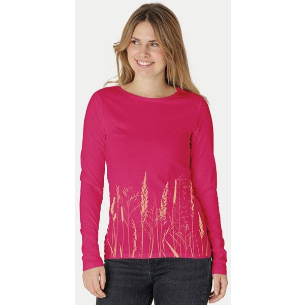 Peaces.bio - handbedruckte Biomode Bio-Damen-Langarmshirt Gräservielfalt