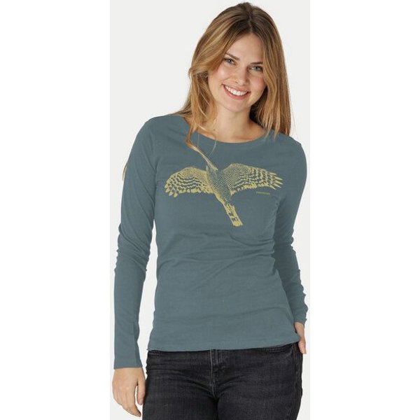 Peaces.bio - handbedruckte Biomode Bio-Damen-Langarmshirt Sperber