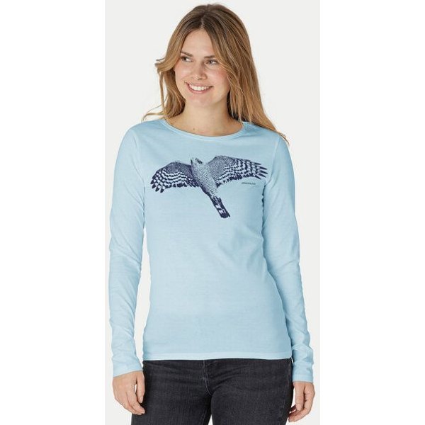 Peaces.bio - handbedruckte Biomode Bio-Damen-Langarmshirt Sperber