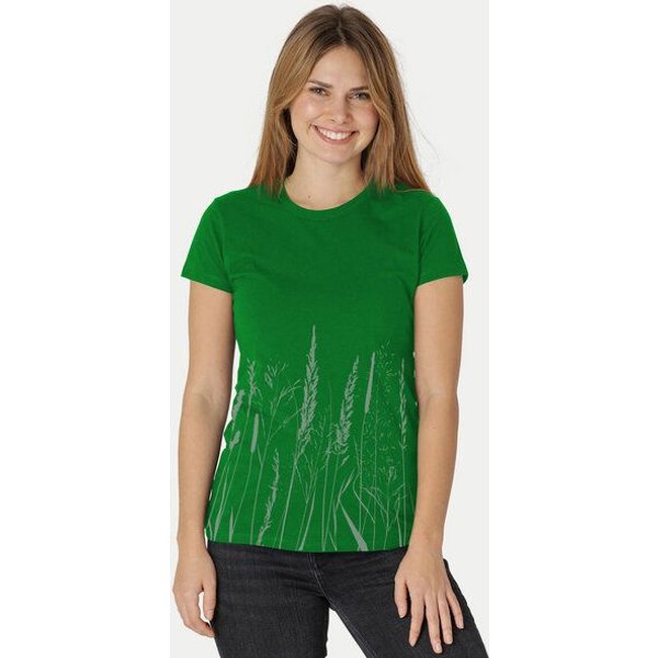 Peaces.bio - handbedruckte Biomode Damen Fit T-Shirt Gräservielfalt