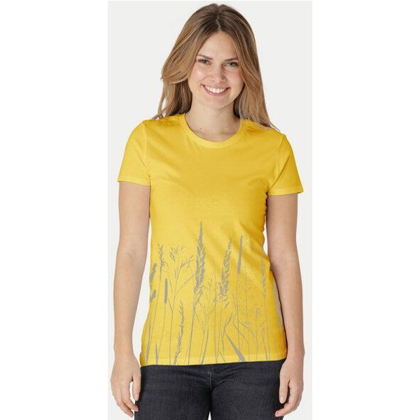 Peaces.bio - handbedruckte Biomode Damen Fit T-Shirt Gräservielfalt