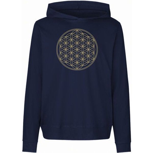 Peaces.bio - handbedruckte Biomode Damen Jersey-Hoodie Die Blume des Lebens