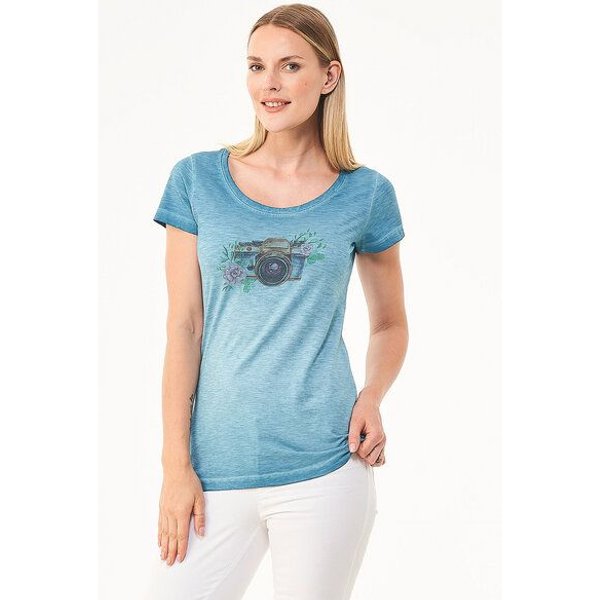 ORGANICATION Cold Pigment Dyed T-Shirt aus Bio-Baumwolle mit Kamera-Print