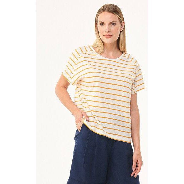 ORGANICATION Gestreiftes T-Shirt aus Bio-Baumwolle und Leinen