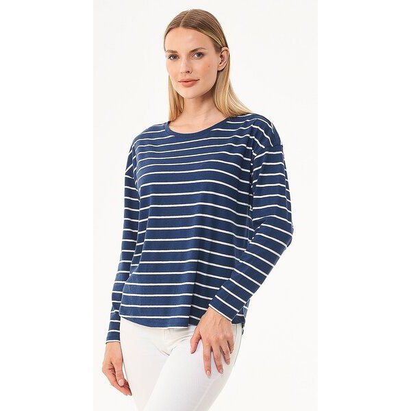 ORGANICATION Gestreiftes Longsleeve T-Shirt aus Bio-Baumwolle und Leinen