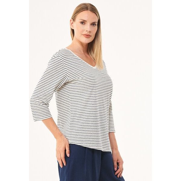 ORGANICATION Gestreiftes 3/4-Arm Shirt aus Bio-Baumwolle und Leinen