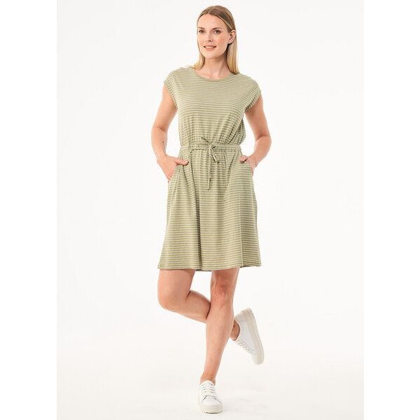 ORGANICATION Gestreiftes Jerseykleid aus Bio-Baumwolle und Leinen