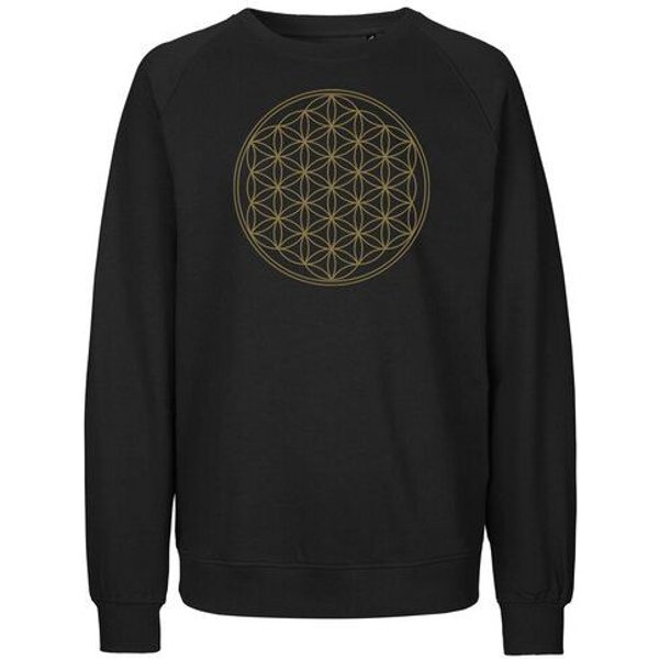 Peaces.bio - handbedruckte Biomode Bio Damen Sweatshirt Loose Fit Die Blume des Lebens