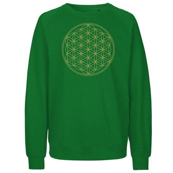 Peaces.bio - handbedruckte Biomode Bio Damen Sweatshirt Loose Fit Die Blume des Lebens