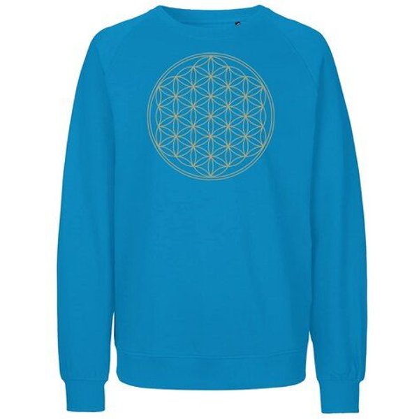 Peaces.bio - handbedruckte Biomode Bio Damen Sweatshirt Loose Fit Die Blume des Lebens
