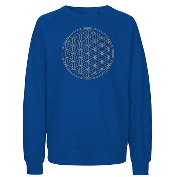 Peaces.bio - handbedruckte Biomode Bio Damen Sweatshirt Loose Fit Die Blume des Lebens