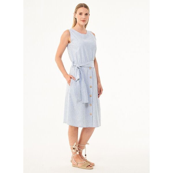 ORGANICATION Gestreiftes Kleid aus Bio-Baumwolle und Leinen