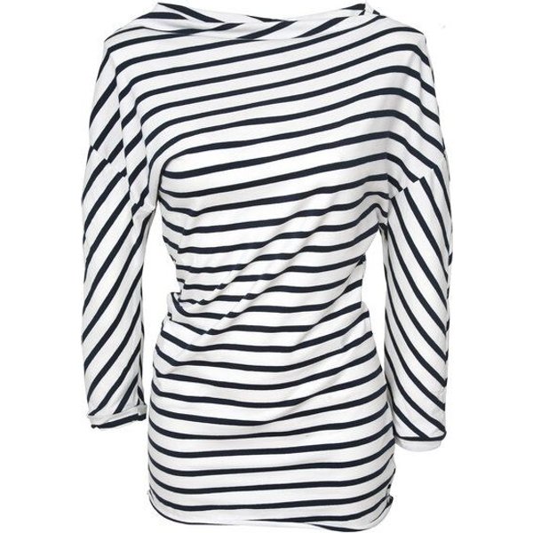 Lena Schokolade Oberteil asymmetrisch geringelt creme/navy