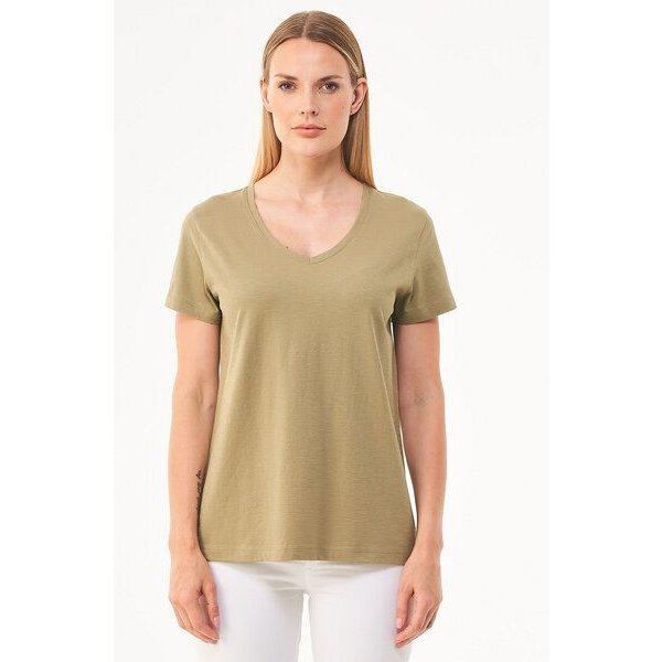 ORGANICATION Damen Basic T-Shirt aus Bio-Baumwolle mit V-Ausschnitt