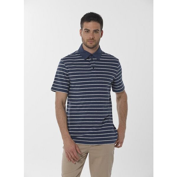 ORGANICATION Gestreiftes Poloshirt aus Bio-Baumwolle und Leinen