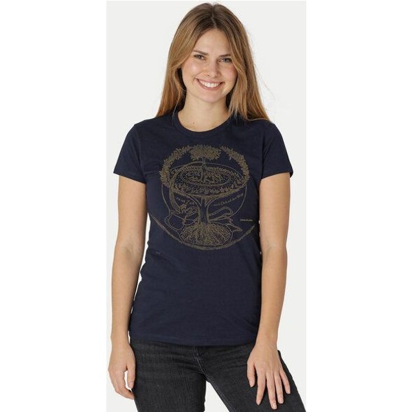 Peaces.bio - handbedruckte Biomode Bio-Damen-T-Shirt "Weltenesche"