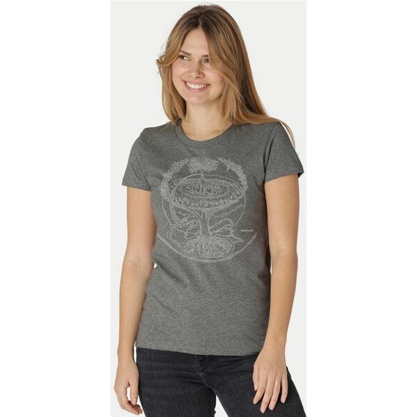 Peaces.bio - handbedruckte Biomode Bio-Damen-T-Shirt "Weltenesche"