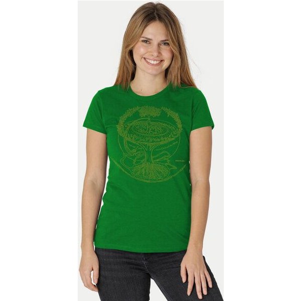 Peaces.bio - handbedruckte Biomode Bio-Damen-T-Shirt "Weltenesche"