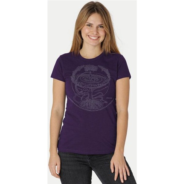 Peaces.bio - handbedruckte Biomode Bio-Damen-T-Shirt "Weltenesche"
