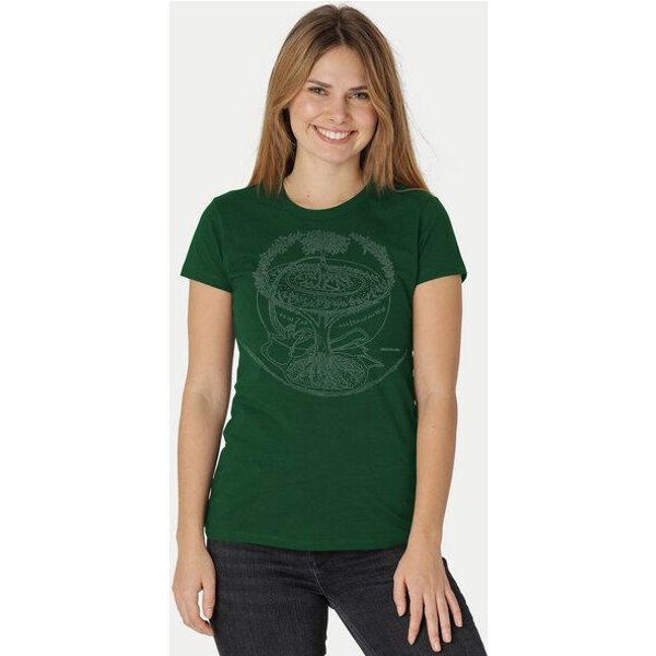 Peaces.bio - handbedruckte Biomode Bio-Damen-T-Shirt "Weltenesche"