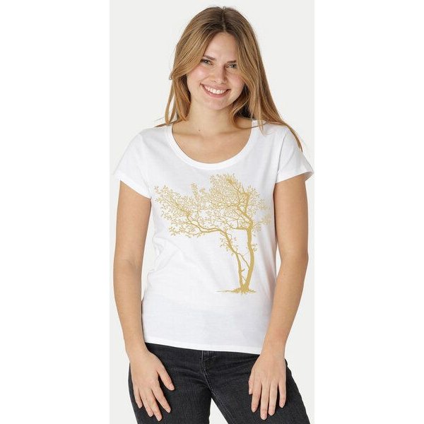 Peaces.bio - handbedruckte Biomode Bio-Damen-Loosefit-T-Shirt Fancy Tree
