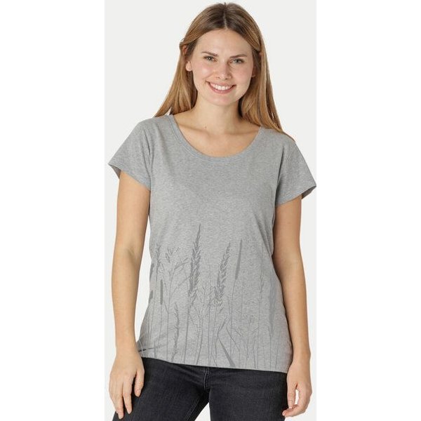 Peaces.bio - handbedruckte Biomode Bio-Damen-Loosefit-T-Shirt Gräservielfalt