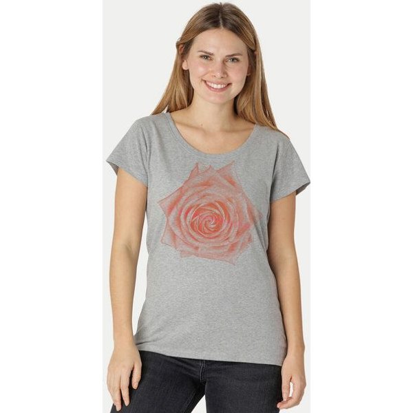 Peaces.bio - handbedruckte Biomode Bio-Damen-Loosefit-T-Shirt Rose