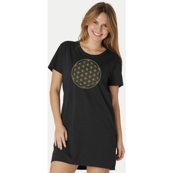 Peaces.bio - handbedruckte Biomode Longshirt Die Blume des Lebens