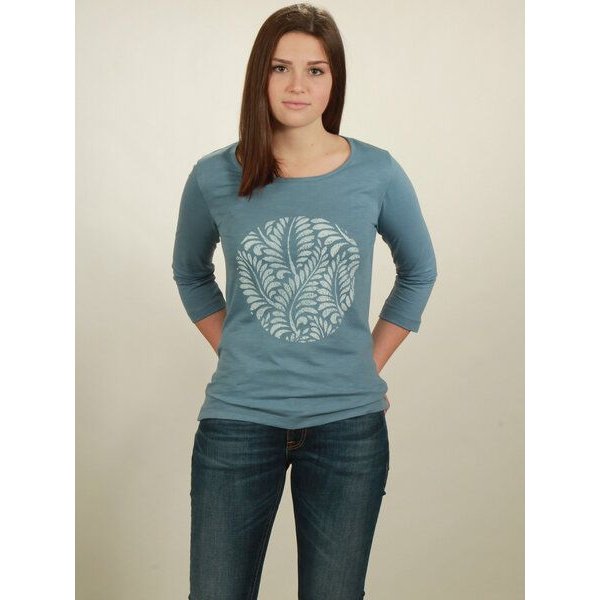 NATIVE SOULS Longsleeve 3/4-Arm Damen - Leaves - light blue