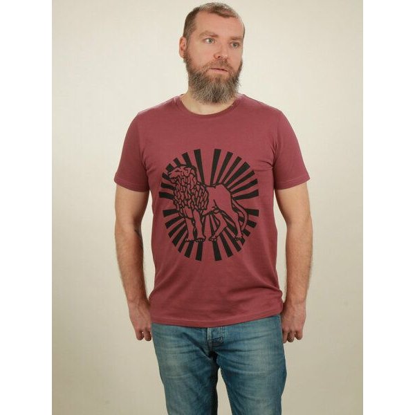 NATIVE SOULS T-Shirt Herren - Lion Sun - berry