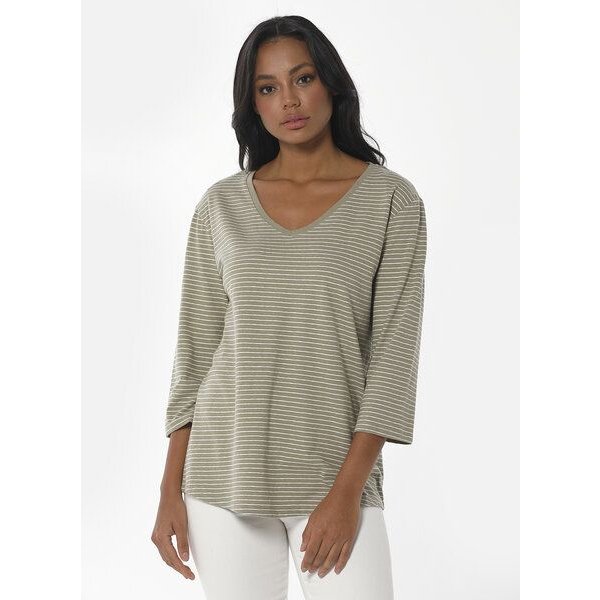 ORGANICATION Gestreiftes 3/4-Arm Shirt aus Bio-Baumwolle und Leinen