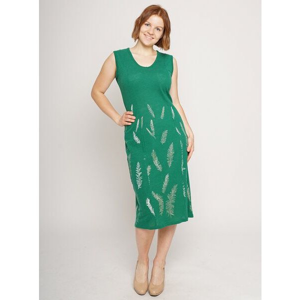 Peaces.bio - handbedruckte Biomode Sommerkleid Schafgarbe in Grün