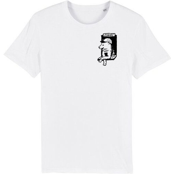 Husky-Bar mit Schnaps - Brust Motiv - päfjes Fair Wear Männer T-Shirt - White