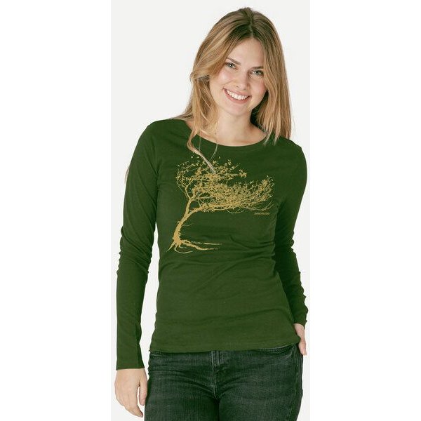 Peaces.bio - handbedruckte Biomode Bio-Damen-Langarmshirt Windy Tree